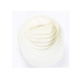 Skullies & Beanies Beanie Women Knit Cap High Bun Ponytail Knitted Visor Beanie Warm Soft Stretch Hat Toque - Style B White -...
