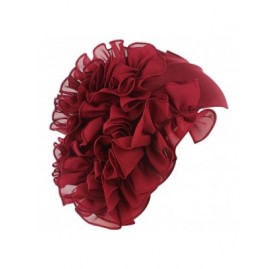 Bomber Hats Womens Wrap Cap Flower Chemo Hat Beanie Scarf Turban Headband - Wine Red - CH18INZLDH0 $7.64