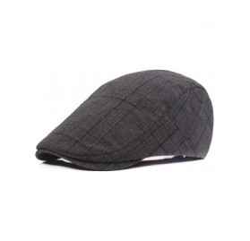 Newsboy Caps Men's Unisex Cotton Plaid Newsboy Ivy Irish Cabbie Beret Golf Cap Hat - Black - CY17AAH9GIN $10.75