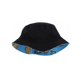 Bucket Hats Reversible Cotton Bucket Hat Multicolored Fisherman Cap Packable Sun Hat - Blue Pineapple - C4196ESNXEH $13.50