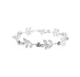 Headbands Rhinestone Leaf Leaves Metal Flower Crown - Silver - C112NBZBXRK $11.98