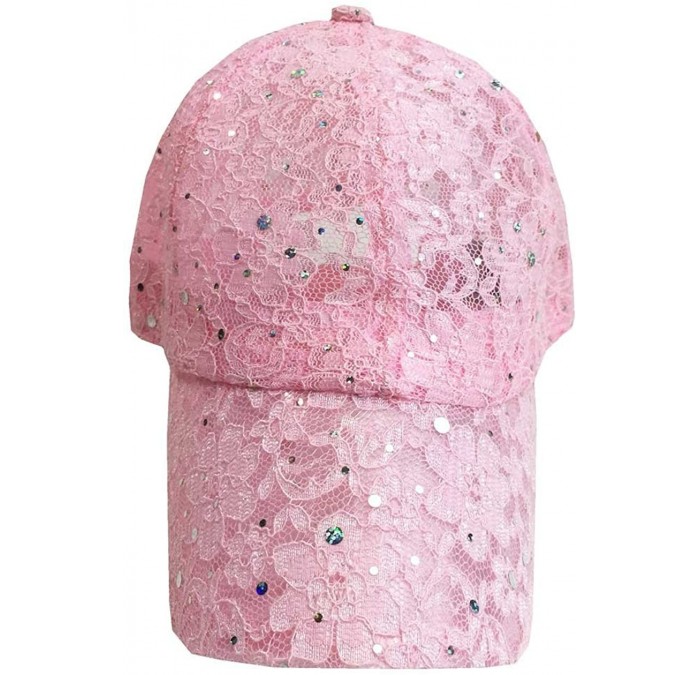 Baseball Caps Classic Lace Glitter Sequin Baseball Cap Hat Bling Bling - Light Pink - C412H0P8USN $18.98