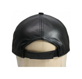 Baseball Caps Genuine Cowhide Leather Adjustable Baseball Cap Made in USA - Black/Gold - C511D5VP7G5 $18.79