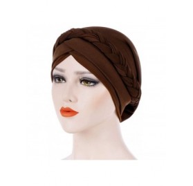 Skullies & Beanies Chemo Cancer Braid Turban Cap Ethnic Bohemia Twisted Hair Cover Wrap Turban Headwear - Coffee - CY18U93GGW...