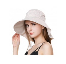 Sun Hats Packable Cotton Gardening Sun Hat for Women SPF Protection Neck Shade Chin Strap 56-58cm - Beige_99057 - CQ18DCRTO3Y...