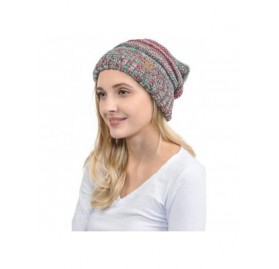 Skullies & Beanies Hat-100 Oversized Baggy Slouch Thick Warm Cap Hat Skully Cable Knit Beanie - Xmas Mix - CE18XGK8E56 $7.95