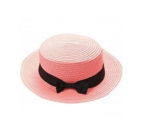 Sun Hats Women Hats-2018 Summer Solid Color Bowknot UV Protection Visor Beach Cap - Pink - CC18DZMAHGI $7.40