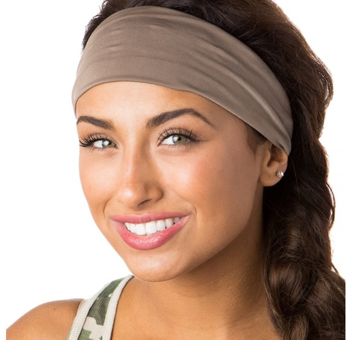Headbands Xflex Basic Adjustable & Stretchy Wide Softball Headbands for Women Girls & Teens - Lightweight Basic Taupe - C717Y...