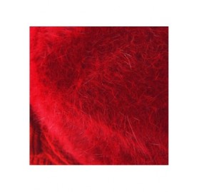 Newsboy Caps Lady Knit Newsboy Cap Beret Hats s Crystal Bow Angora Plush Winter Beanie Crochet - Red - CR12NERPRDY $10.89