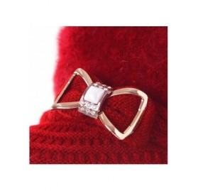 Newsboy Caps Lady Knit Newsboy Cap Beret Hats s Crystal Bow Angora Plush Winter Beanie Crochet - Red - CR12NERPRDY $10.89