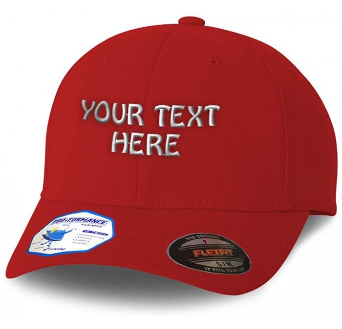 Baseball Caps Flexfit Hats for Men & Women Custom Personalized Text Dad Hats Baseball Cap - Red - CR196G3YRRH $44.19