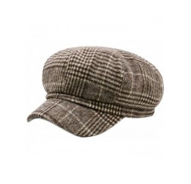 Berets Fashion Flat Caps Vintage Newsboy Hat Stripe Beret Peaked Cap - Coffee - CH12KP1XT49 $12.33