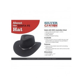 Cowboy Hats Santa Fe Crushable Wool Felt Outback Western Style Cowboy Hat - Putty - C018Z29WA8Z $110.58
