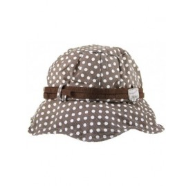 Sun Hats Womens Cotton Polka Dot Rippled Sun UV Protection Folding Bucket Hat Floppy Beach Cap - Coffee(white Polka Dot) - CL...