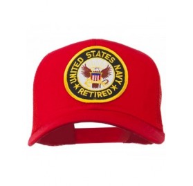 Baseball Caps US Navy Retired Circle Patched Mesh Cap - Red - CJ11QLMMYQV $17.90