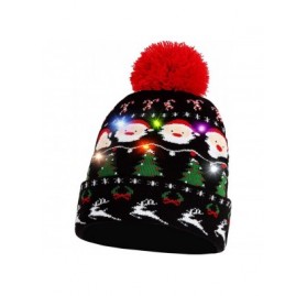 Skullies & Beanies Novelty LED Light Up Christmas Hat Knitted Ugly Sweater Holiday Xmas Beanie Colorful Funny Hat Gift - CO18...