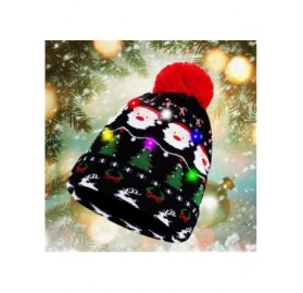 Skullies & Beanies Novelty LED Light Up Christmas Hat Knitted Ugly Sweater Holiday Xmas Beanie Colorful Funny Hat Gift - CO18...