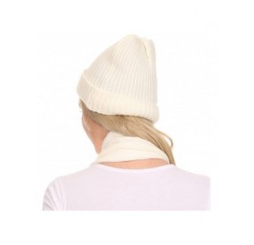 Skullies & Beanies Aldis Unisex Ribbed Knit Beanie Hat And Scarf Set - Ivory - CJ1276OYQ5T $14.82