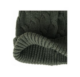 Skullies & Beanies Knitted Twisted Cable Bobble Pom Beanie Hat Slouchy AC5474 - Green - CD12N0BV8DJ $23.18