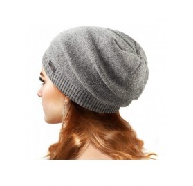 Skullies & Beanies Unique Silver Threads Knit Hats Angora Slouchy Beanie for Women Winter Skull Caps Big Head - Grey/Silver -...