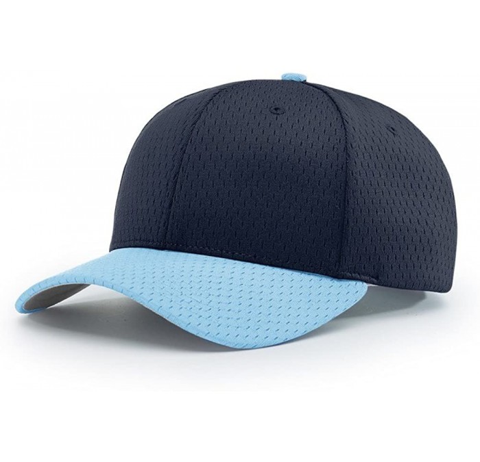 Baseball Caps 414 Pro Mesh Adjustable Blank Baseball Cap Fit Hat - Navy/Columbia Blue - C31873ZD5E4 $19.76