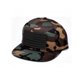 Baseball Caps 'Midnight Salute' Black Leather Patch Classic Snapback Hat - One Size Fits All - Camo - CJ194WWY9NN $23.01