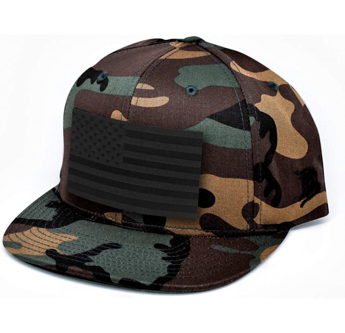 Baseball Caps 'Midnight Salute' Black Leather Patch Classic Snapback Hat - One Size Fits All - Camo - CJ194WWY9NN $49.55