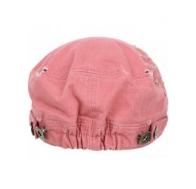 Baseball Caps Distressed Military Silver Round Studs Cadet Cap Flex-fit Army Style Hat - Pink - CV11ENSDB49 $26.92