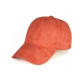 Baseball Caps Unisex Adjustable Snapback Hat Faux Suede Leather Baseball Cap - Orange - CP17YKN85UQ $14.01