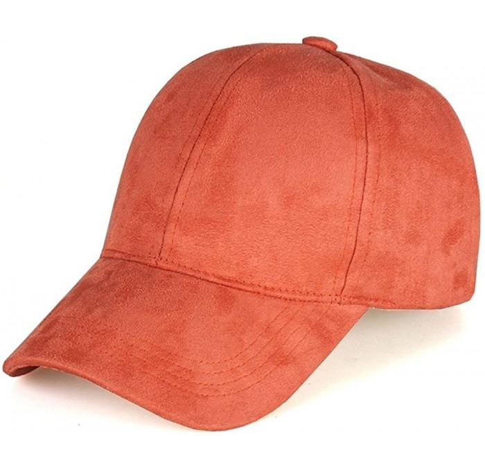Baseball Caps Unisex Adjustable Snapback Hat Faux Suede Leather Baseball Cap - Orange - CP17YKN85UQ $14.01