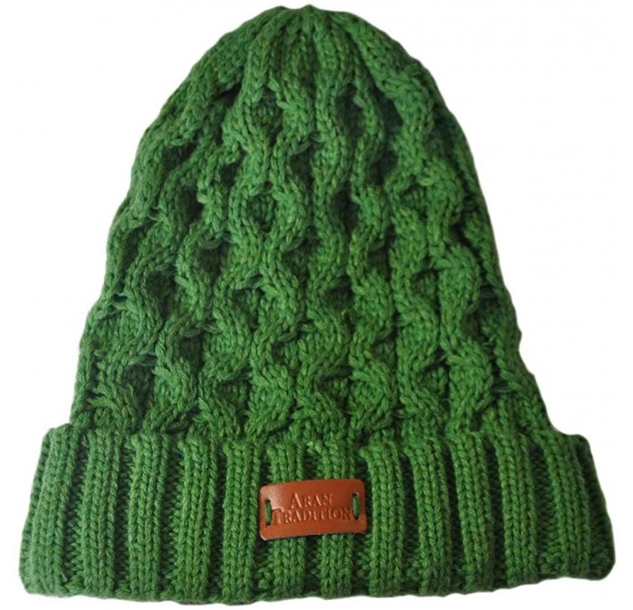 Skullies & Beanies Aran Traditions Knitted Style Cable Design Beanie Hat- Emerald Green Colour - CL1269W750H $11.39