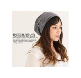 Skullies & Beanies Mens Organic Cotton Slouchy Beanie - Womens Soft Chemo Hat Japanese Hipster Cap - G Border White - C418H0Z...