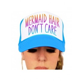 Baseball Caps Mermaid Hair- Don't Care Trucker Hat - Nbuw/Rainbow - CB12GLNJQD3 $18.19
