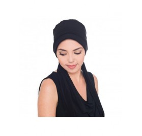 Sun Hats Versatile Headwear with Long Tails for Hairloss - Chemo Hats for Women - Black - C311FKTMPLZ $19.19