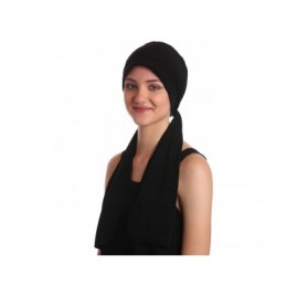 Sun Hats Versatile Headwear with Long Tails for Hairloss - Chemo Hats for Women - Black - C311FKTMPLZ $19.19