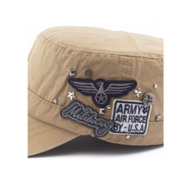 Baseball Caps Men Women Vintage Distressed Washed Cotton Twill Cadet Army Cap Adjustable Military Hat Flat Top Baseball Cap -...