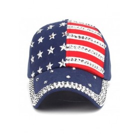 Baseball Caps American Flag Baseball Cap Sparkle Rhinestone USA Flag Deim Hip Hop Hat - 1c - C6184UQE9CX $11.38