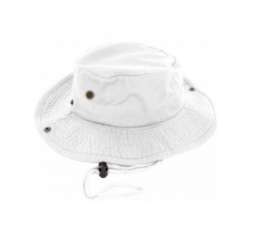 Sun Hats 100% Cotton Boonie Fishing Bucket Men Safari Summer String Hat Cap - Beige - CA11WT1ZGTZ $14.25