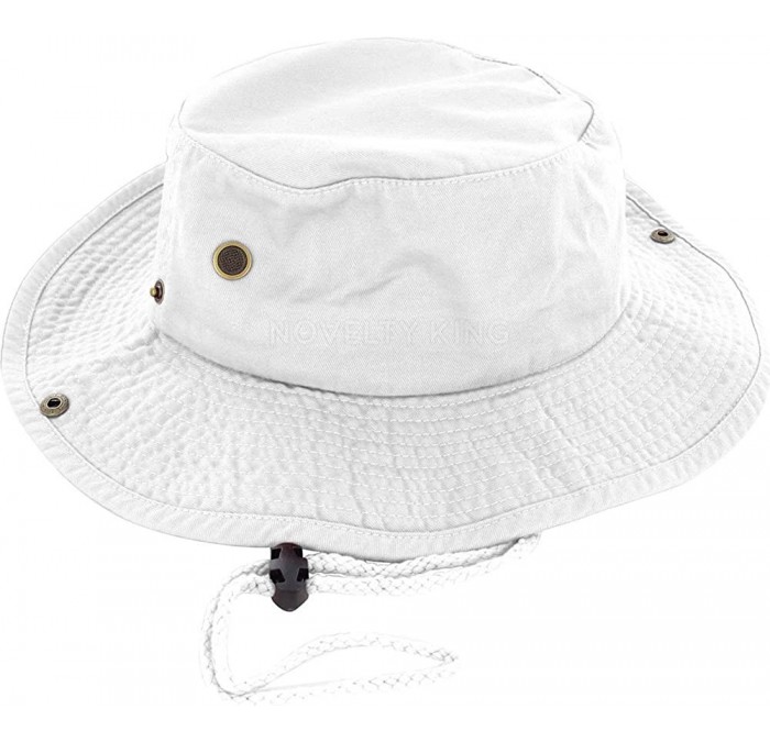 Sun Hats 100% Cotton Boonie Fishing Bucket Men Safari Summer String Hat Cap - Beige - CA11WT1ZGTZ $27.86