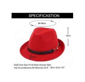 Fedoras Mens/Women FashionTrilby Hat Panama Style Short Brim Fedora - Z-red - C6193QMZN7L $10.51
