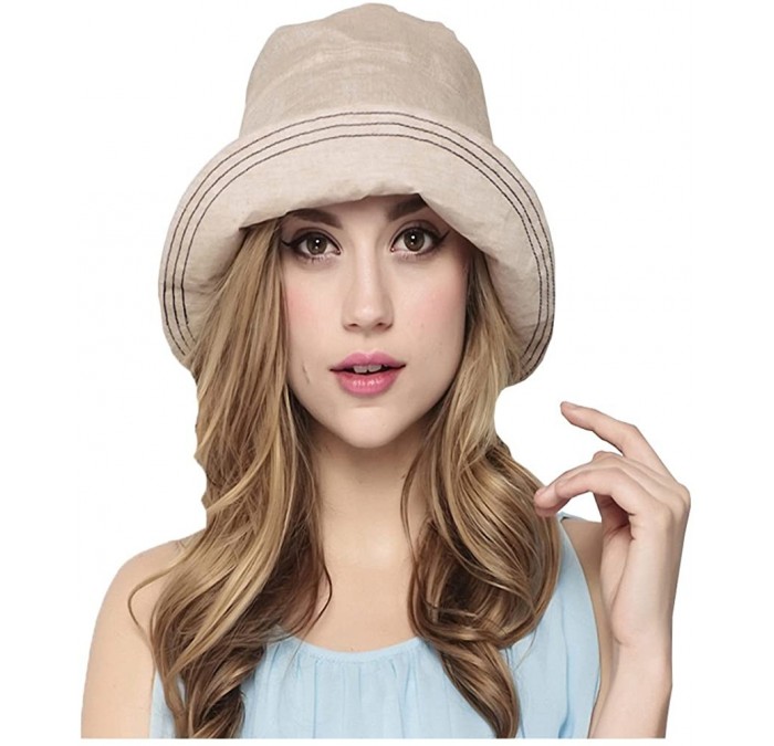 Sun Hats Womens Summer Foldable Sun Protection Gardening Sun Hat - Beige - CZ11AZ6GVCB $18.13