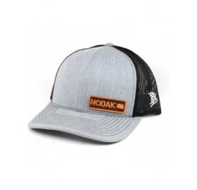 Baseball Caps North Dakota Native' Leather Patch Hat Curved Trucker- OSFA/Heather Grey/Black - CJ18LQQUI28 $30.63