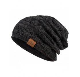 Skullies & Beanies Mens Winter Slouchy Beanie Warm Fleece Lined Skull Cap Baggy Cable Knit Hat - 7 - CW18UHK9YAE $15.07