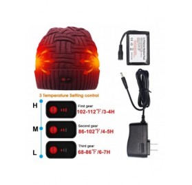 Skullies & Beanies Rechargeable Battery Heated Beanie Hat-7.4V Li-ion Battery Warm Winter Heated Cap-Works up to 3-7H - Wine ...