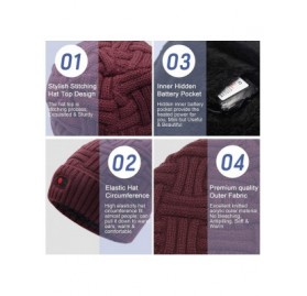 Skullies & Beanies Rechargeable Battery Heated Beanie Hat-7.4V Li-ion Battery Warm Winter Heated Cap-Works up to 3-7H - Wine ...