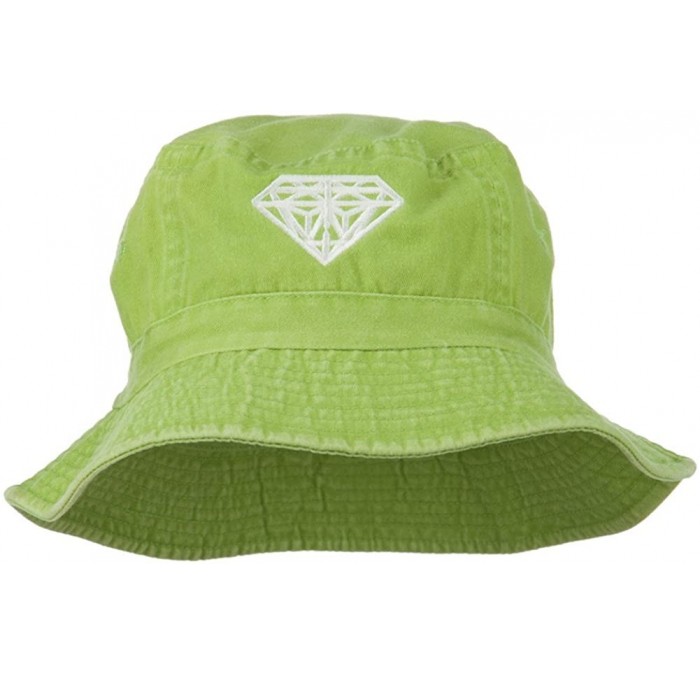 Bucket Hats Diamond Jewelry Logo Embroidered Bucket Hat - Apple Green - C311ND5BV3V $52.18