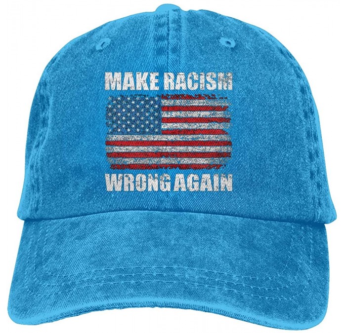 Baseball Caps Make Racism Wrong Again Classic Vintage Jeans Baseball Cap Adjustable Dad Hat for Women and Men - Blue - CO18O5...