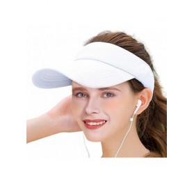 Visors Women Wide Brim Visor Hat UV Sunblock Sun Protection Beach Sports Tennis Golf Hats - Khaki-velcro - C418SD2DCMU $13.51
