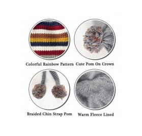 Skullies & Beanies Winter Beanie Hat for Women Warm Fleece Lined Pom Knit Hat Cute Outdoor Skull Cap - Rainbowgrey - CF18A087...