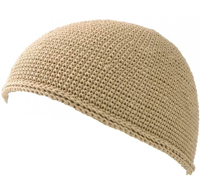 Skullies & Beanies Kufi Hat Mens Beanie - Cap for Men Cotton Hand Made 2 Sizes by Casualbox - Beige - C3115OZOG53 $36.86